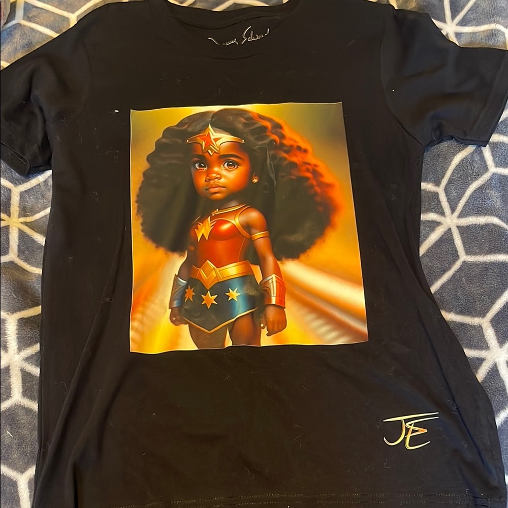 Black T-Shirt with Wonder Woman Graphic